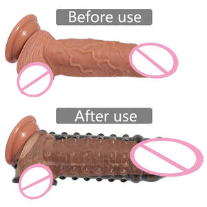 Wholesale Delayed Ejaculation Training <strong>Penis</strong> Enlargement TPE <strong>18cm</strong> Male Dildo Sleeve Condom for Men Extenders Larger - Product Image 2