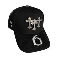 Topi Baseball Bordir 3D Huruf Custom Logo Mewah Berhias Rhinestone, Bahan Suede Hitam, Pinggiran Melengkung, 5 Panel, Snapback, Streetwear, Gorras