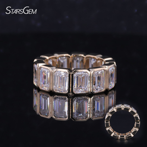 แหวนเพชรแล็บ 14k ทองคำขาว เพชรแล็บเกรด DEF VS ทรงเหลี่ยมมรกต แหวนนิรันดร์สำหรับผู้หญิง - Product Image 1