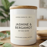 Vente en gros de bougies parfumées en verre personnalisées pour Noël, récipient de 13 oz et 10 oz, pot à bougie vide blanc mat de luxe avec couvercle et emballage en boîte