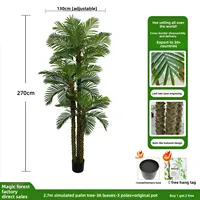 Grand palmier tropical artificiel à 3 tiges, écorce texturée, démontable, écologique, imperméable, en plastique durable, en pot, pour mariage