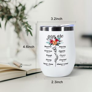 12oz 3D stampa vino Tumbler in acciaio inox mantenere caldo e freddo isolato tazza di caffè tazza di fiori regali con coperchio - Product Image 4