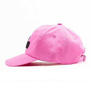 Casquette de baseball vintage sportive en coton délavé rose vif avec broderie de lettres en relief 3D audacieuses et slogan, style streetwear décontracté - Product Image 3