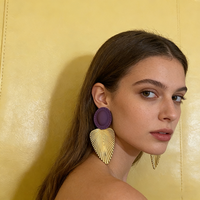 Boucles d'oreilles pendantes en argent plaqué Tai, légères et tendance, avec zircon étoile doré violet bohème XM E15 pour femme, idéales pour les soirées