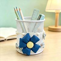 Porte-stylos créatif multifonctionnel en fer ajouré, grande capacité, organisateur de bureau, boîte de rangement de table, luxe léger