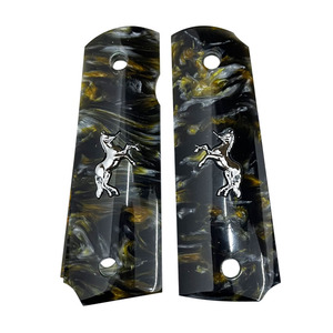 Cachas de Polímero de Alta Calidad con Incrustaciones de Perla y Caballo Dorado para Pistola de Juguete Colt 1911 Escala 1:1 - Product Image 4