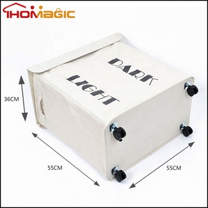 <span class=keywords><strong>Panier</strong></span> à <span class=keywords><strong>linge</strong></span> en toile pliable à <span class=keywords><strong>Double</strong></span> compartiments, carré pliable écologique pour vêtements sales avec roulettes - Product Image 4