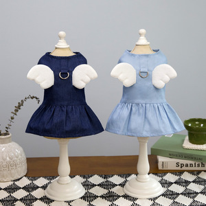 Grazioso Vestito in Denim con Ali <span class=keywords><strong>d</strong></span>'<span class=keywords><strong>Angelo</strong></span> per Animali Domestici, con Anello a <span class=keywords><strong>D</strong></span> e Imbracatura Regolabile, per Cani e Gatti di Piccola Taglia, <span class=keywords><strong>Abbigliamento</strong></span> Estivo da Principessa - Product Image 5