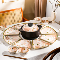 Service de vaisselle en céramique Camélia Nordique – Assiettes et plateaux pour le réveillon du Nouvel An, idéal pour les occasions spéciales, les réunions et les fêtes