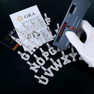 Colgante de Letra Inicial Personalizado con Moissanita Brillante, Plata 925, Chapado en Rodio, Estilo Hip Hop, VVS, GRA - Product Image 2