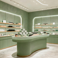 Vitrines de présentation personnalisées vert menthe pour magasin de cosmétiques avec éclairage LED, présentoir intérieur pour boutique de beauté haut de gamme