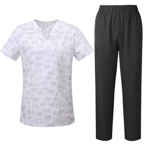 Design di alta qualità 100% cotone regolabile uniforme medica stampato top donna Scrub all'ingrosso Designer <span class=keywords><strong>medico</strong></span> uniforme <span class=keywords><strong>lavoro</strong></span> di laboratorio - Product Image 6