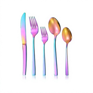 Collection de Couverts en Acier Inoxydable Brillant à Manche Large Iridescent pour Mariage – Vente en Gros - Product Image 1