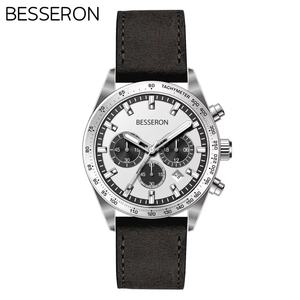 Relojes de Cuarzo Cronógrafo de Acero Inoxidable de Estilo Lujoso para Hombre, Correa de Cuero de 22 mm, Diámetro de Esfera de 42 mm, Logotipo Personalizado, Moda Ejecutiva - Product Image 5