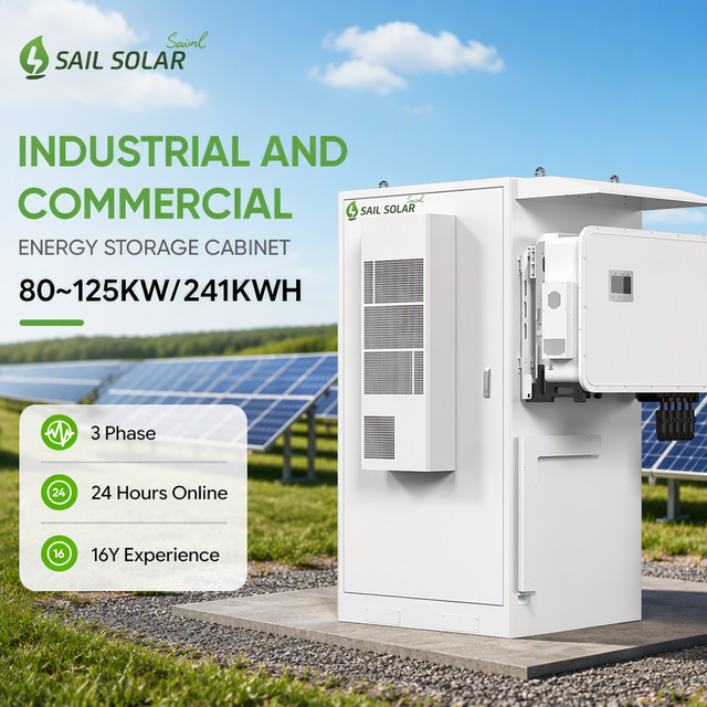 Air Cooled 100KW 125KW Outdoors Solar Battery Cabinet 241KWH Hybrid Lithium Battery System Solution