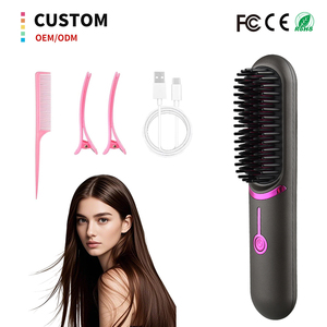 <span class=keywords><strong>Brosse</strong></span> lissante portable rechargeable sans fil, mini fer à lisser 5200mAh 35W, chauffe rapidement - Product Image 1