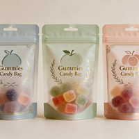 Sachets Doypack transparents holographiques imprimés sur mesure pour bonbons gélifiés avec fermeture éclair refermable
