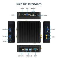 Mini PC Industrial Compacto Sin Ventilador, CPU Opcional, RAM y SSD Personalizables, DC12V, Bajo Consumo, Windows, Linux