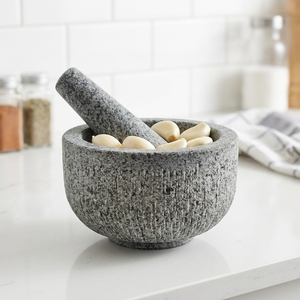 Juego <span class=keywords><strong>de</strong></span> <span class=keywords><strong>Mortero</strong></span> y Pilón <span class=keywords><strong>de</strong></span> Granito Hecho a Mano, Herramientas Duraderas para Moler Hierbas y Especias, 6 kg - Product Image 1
