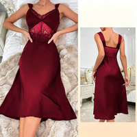 Yicheng – Nouvelle Robe de Nuit Longue en Satin Uni et Dentelle Transparente pour Femme – Tendance et Séduisante