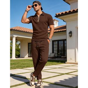 Ensemble de survêtement pour homme, manches courtes, décontracté, respirant, tenue d'été, deux pièces, sweat-shirt et pantalon de jogging - Product Image 5