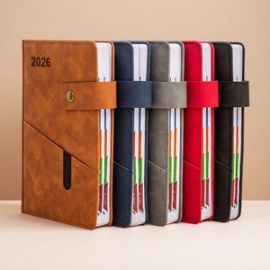 New <b>A5</b> Notebook Embossed Linen PU Leather Cover Saddle Stitching Lined Grid Dotted Diary Promotional Pocket Journal Hardcover - Product Image 1