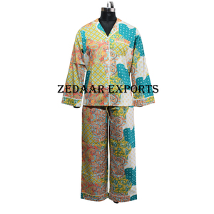 Ensemble de pyjama boutonné imprimé pour femmes ensemble de pyjama de vêtements de nuit confortables personnaliser ensemble de quantité minimale de commande bas - Product Image 2