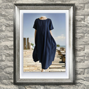 Boutique Wholesale 2025 Summer New Fashionable Solid Breathable Nonwoven Floor-Length A-Line Loose Neck Casual <b>Spaghetti</b> Dress - Product Image 2