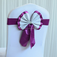 Ruban de chaise, nœud décoratif pour dossier de chaise, fleur décorative pour dossier de chaise, sans nœud, pour mariage, hôtel, célébration, deux couleurs, queue courte