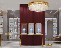 Comptoir d'exposition pour bijouterie sur mesure avec éclairage LED, taille et couleur personnalisables, vitrine durable en bois/verre pour la vente au détail