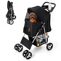 Poussette pliable 4 roues légère et écologique toutes saisons pour animaux de compagnie, cadre en métal Oxford, portable pour petits et moyens animaux, capacité maximale 15 kg