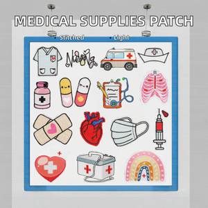 Medical Supplies Chenille Sequins Embroidered Iron-On Patches for <b>Nurse</b> Caps and Masks with Cartoon Ambulances Design - Product Image 2