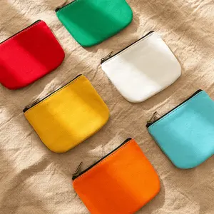 Bolsa de papelão com zíper para meninas e meninas, bolsa de bolso pequena e fofa para trocar moedas, estampa de lona barata para mulheres