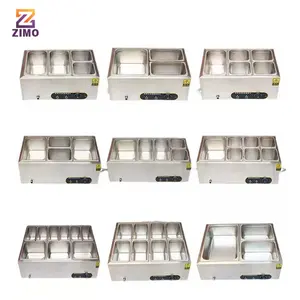 Equipo de cocina de acero inoxidable comercial, mesa caliente de comida eléctrica bain marie