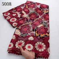 Tela de encaje seco de cera bordada nigeriana 5008 al por mayor, diseños de moda, tela de cera floral, tela de encaje de guipur con cordón para vestido de mujer
