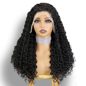 Pelucas de Cabello Humano Virgen con Ondas de Agua, Densidad 350%, Peluca de Encaje 13x4 SDD, Color Rizado, Pelucas Frontales de Encaje HD 13*4 para Mujeres Negras - Product Image 1