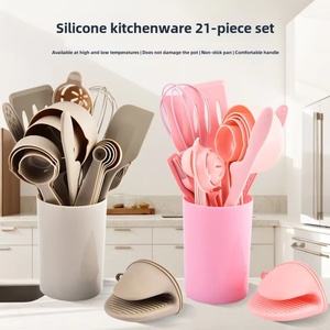 Non Stick Silicone Cooking <b>Tools</b> Baking Spatula Whisk Slotted Measuring Spoon and Cup 21 Pieces <b>Kitchen</b> Utensils Set - Product Image 6