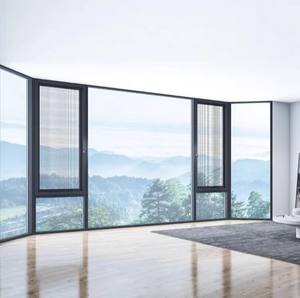 Fenêtre à battant verticale moderne en alliage d'aluminium noir, verre trempé, moustiquaires en acier inoxydable, certifiée Energy Star, pour villa extérieure - Product Image 6