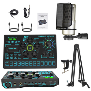Kit de Studio d'Enregistrement Audio Professionnel avec Carte Son Live, Équipement de Musique, Changeur de Voix, Lumière LED, Support 2 Micros et 2 Téléphones - Product Image 4