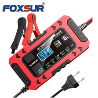 Chargeur de batterie de voiture et de moto FOXSUR FBC1206F 12V6A, chargeur intelligent multifonction à faible tension de démarrage et de réparation
