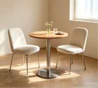 Table à manger ronde en bois minimaliste moderne pour usage en restaurant