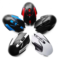 Mouse optik nirkabel 2.4G, tetikus optik nirkabel 1600 DPI untuk bermain game tanpa kabel penerima USB LED untuk komputer portabel Laptop PC Desktop