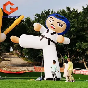 Inflatable Karate Cartoon Taekwondo Boy With Advertising Logo Judo Figure Balloon For Advertising Decor