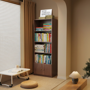 Bibliothèque moderne en bois avec 4 étagères de rangement pour la maison, le bureau et le salon - Product Image 1