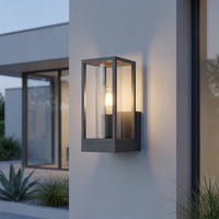Applique Murale Extérieure en Alliage d'Aluminium Style Nordique Rétro avec Diffuseur en Verre Trempé, Étanche, Forme Carrée pour Porche et Balcon