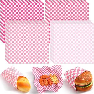 Papel encerado Resistente a la grasa <span class=keywords><strong>Delicatessen</strong></span> Envoltura Hojas de papel para alimentos Revestimiento de <span class=keywords><strong>cesta</strong></span> de alimentos a cuadros para cocina Fiesta de Navidad - Product Image 4