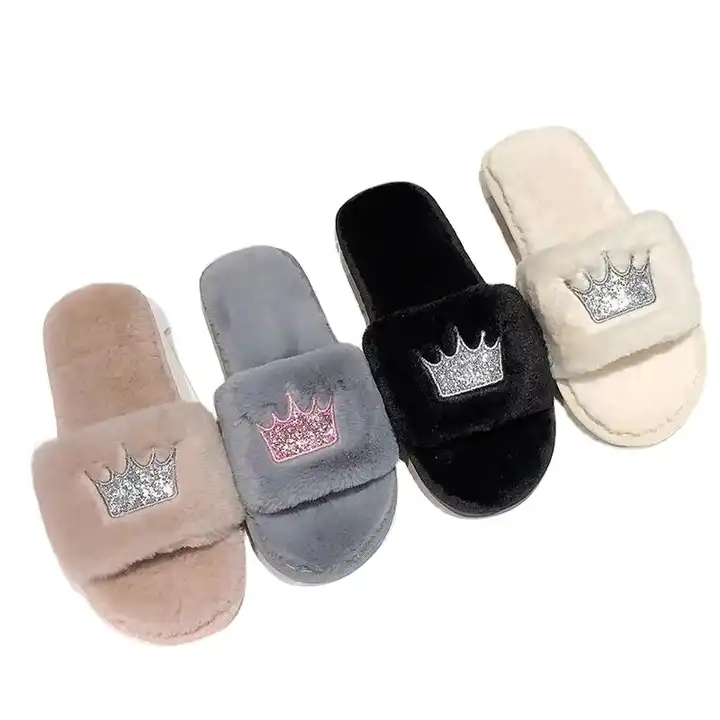 Fluffy Faux Fur Warm Slippers Women Flat Slip On Shoes Cross Winter Loafers  | eBay