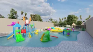 Yaz eğlence parkı ekipmanları galvanizli fiberglas su parkı slayt ev okul su oyunları için çelik Metal ile inşa