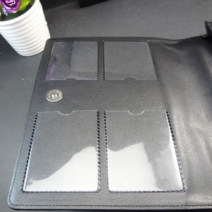 Porte-<span class=keywords><strong>documents</strong></span> de voiture en cuir PU noir au design classique, format A5, avec grande poche - Product Image 4