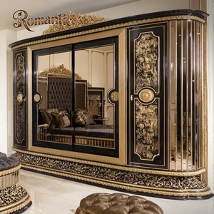 Heißer Verkauf: Türkisches Luxus-Schlafzimmermöbel-Set im klassischen Stil – Hochwertiges Schwarz-Gold-Design, direkt ab Werk, High-End-Stoff-Kingsize-Bett-Set - Product Image 6